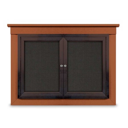 United Visual Products 24"x36" 1-Door Enclosed Letterboard, Header, Blue Vinyl/Lt Oak UV2621HD-LTOAK-BARBLU
